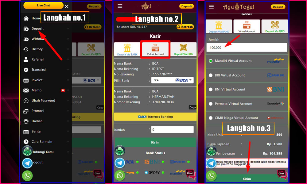 Tutorial Deposit Virtual Account Versi Ayutogel